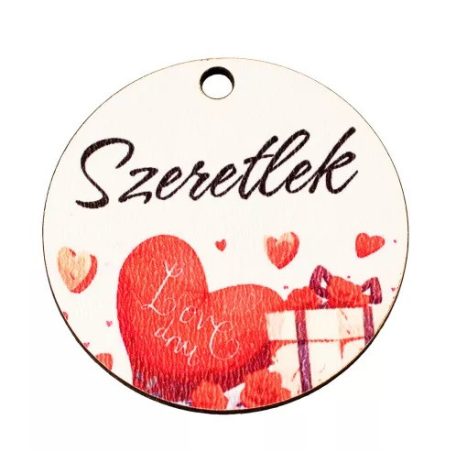 "Szeretlek" feliratos dekor tábla - 5 cm