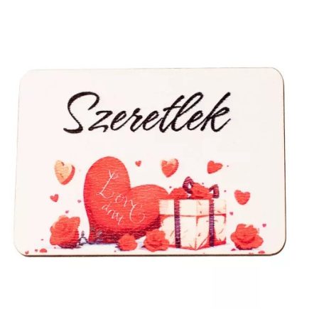  "Szeretlek" feliratos dekor fa tábla - 7x5 cm