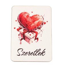 "Szeretlek" feliratos dekor fa tábla - 7x5 cm