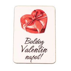   "Boldog Valentin napot" feliratos dekor fa tábla - 7x5 cm