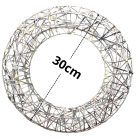 Világító koszorú, időzítővel - Ezüst - 30 cm