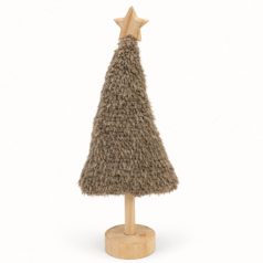 Plüss fenyő fa talpon - Barna - 38 cm  