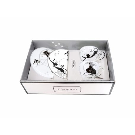 Porcelánbögre - Fekete macskás (macskamama kiscicákkal) - 500 ml