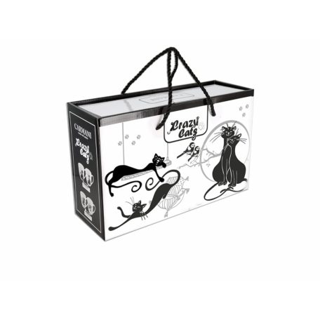 Porcelánbögre - Fekete macskás (macskamama kiscicákkal) - 500 ml