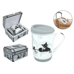   Carmani porcelán utazóbögre - London fekete macska - 320 ml 