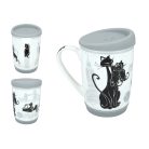 Carmani porcelán utazóbögre - London fekete macska - 320 ml 