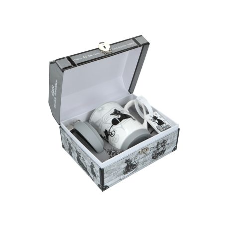 Carmani porcelán utazóbögre - London fekete macska - 320 ml 