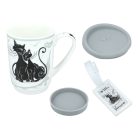 CARMANI porcelán utazóbögre - London fekete macska - 320 ml 