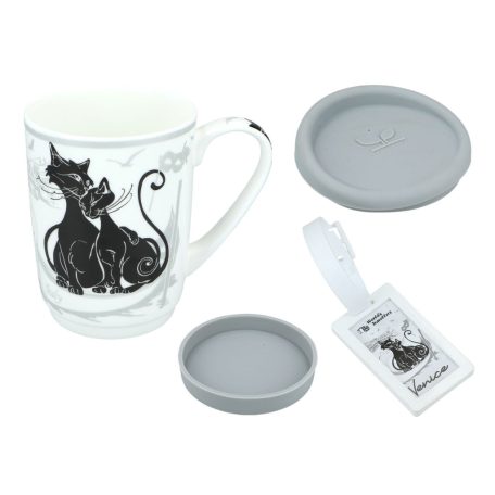 CARMANI porcelán utazóbögre - London fekete macska - 320 ml 