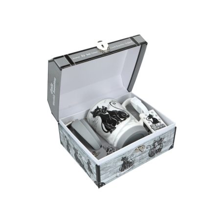 CARMANI porcelán utazóbögre - London fekete macska - 320 ml 