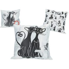 Carmani - Fekete macskás párna - 45x45 cm 
