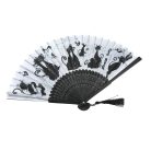 Carmani legyező - Fekete macskás - 20 cm