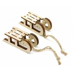   Szarvas mintás kis szánkó - Natúr - 6x2,5x2 cm - 2 db/csomag 