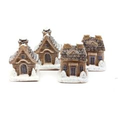 Téli házikó szett B - Barna - 6 cm - 4 db/csomag