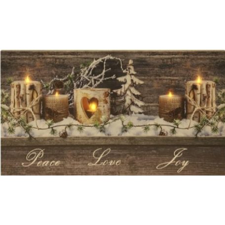 Karácsonyi LEDes világító falikép Peace-Love-Joy - 40x20 cm 