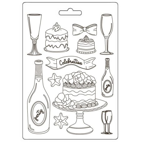Lágy PVC öntőforma - A5 - Masquerade flut and cakes - K3PTA-5667