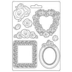   Lágy PVC öntőforma - A4 - Keretek és rózsák - K3PTA-4554