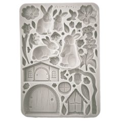 Szilikon öntőforma - A5 - Rabbit and flowers - KACMA-566