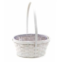 Füles bambusz kosár ovál - Fehér - 21,5x16x10 cm 