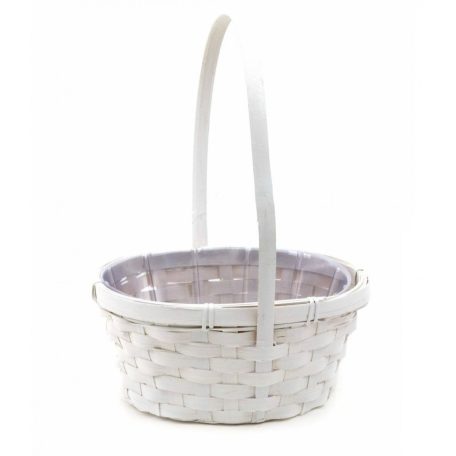 Füles bambusz kosár ovál - Fehér - 21,5x16x10 cm 