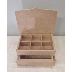   Felhajható tetejű, fiókos ékszeres doboz - 22x18x9,5 cm - KT 95