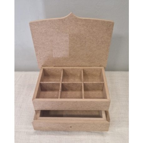 Felhajható tetejű, fiókos ékszeres doboz - 22x18x9,5 cm - KT 95