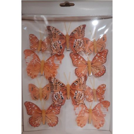 Csipeszes lepke mix - Narancs - 6 cm - 10 db/csomag