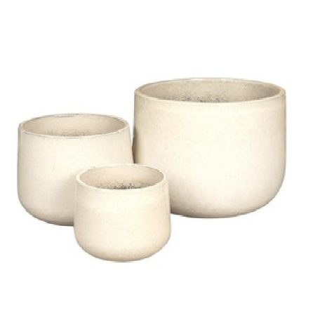  Corsica Caldron kerámia növénytartó -  Krém - 3 db-os szett
