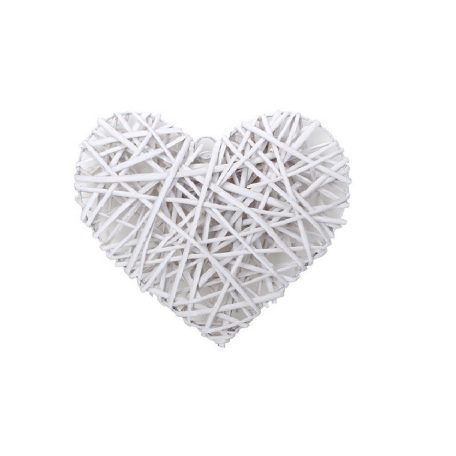 Hasított vessző szív fehér - 30 cm