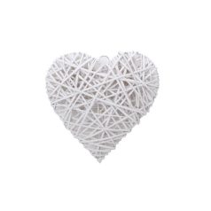 Hasított vessző szív fehér - 35 cm
