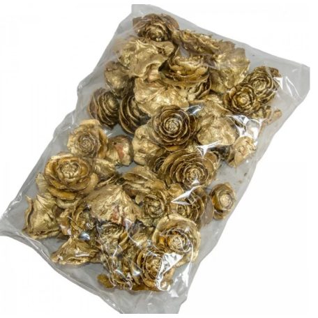 Cédrus rózsa fej -  Metál arany - 3-5 cm - 11 dkg/csomag  