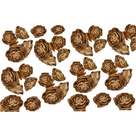 Cédrus rózsa fej - Antik arany - 3-5 cm - 13 dkg/csomag