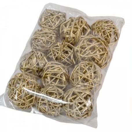 Rattan golyó - Pezsgő - 4 cm - 12 db/csomag