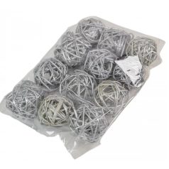 Rattan golyó - Ezüst - 4 cm - 12 db/csomag 