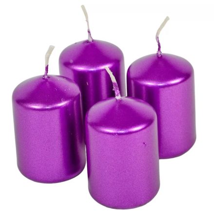 Adventi gyertya - Metál lila - 6x4 cm - 4 db/csomag