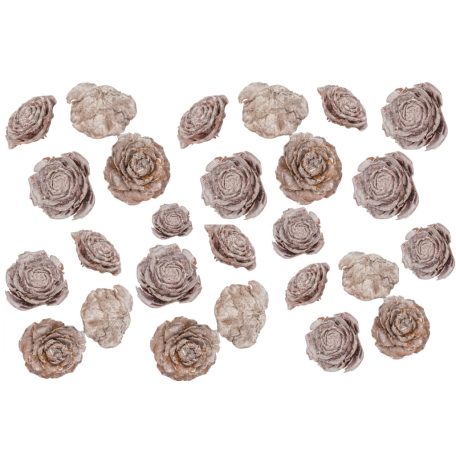 Cédrus rózsa termés - Zúzmarás fehér - 5-7cm - 17 dkg/csomag
