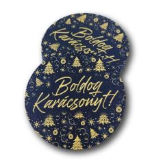   Nyomtatott fatábla -  Arany-fekete - Boldog karácsonyt - 7 cm