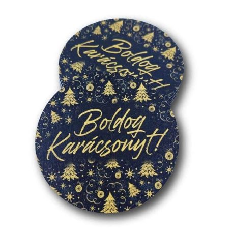 Nyomtatott fatábla -  Arany-fekete - Boldog karácsonyt - 7 cm