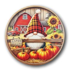   Nyomtatott fa tábla - Isten hozott - Őszi manófarm - 13 cm