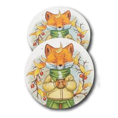 Nyomtatott fa tábla - Róka - 8x6 cm