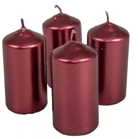 Adventi gyertya - Metál bordó - 8x4 cm - 4 db/csomag