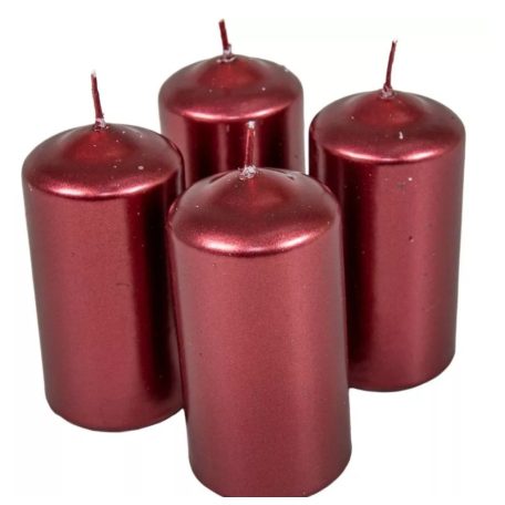 Adventi gyertya - Metál bordó - 10x5 cm - 4 db/csomag
