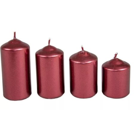 Adventi gyertya lépcsős - Metál bordó - 4 cm - 4 db/csomag  