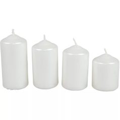   Adventi gyertya lépcsős - Metál fehér - 4 cm - 4 db/csomag