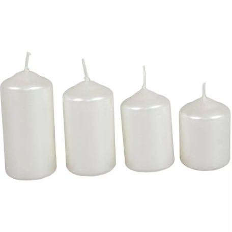 Adventi gyertya lépcsős - Metál ivory - 4 cm - 4 db/csomag