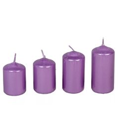    Adventi gyertya lépcsős - Metál lila - 4 cm - 4 db/csomag