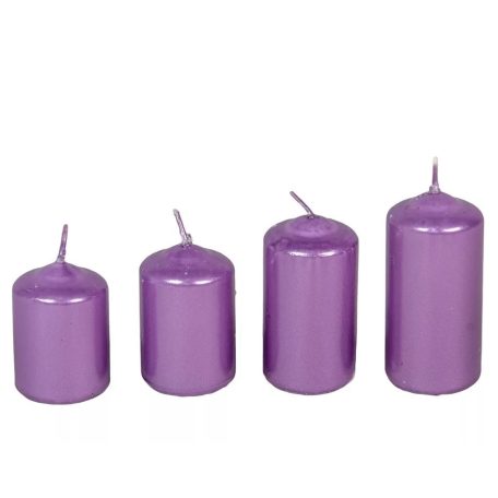 Adventi gyertya lépcsős - Metál lila - 4 cm - 4 db/csomag