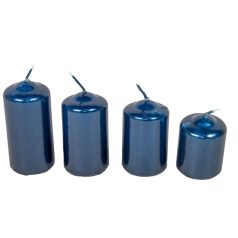 Adventi gyertya lépcsős - Metál kék - 4 cm - 4 db/csomag