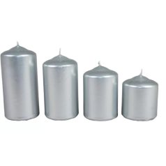    Adventi gyertya lépcsős - Metál ezüst - 4 cm - 4 db/csomag