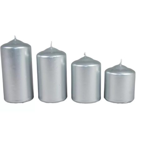  Adventi gyertya lépcsős - Metál ezüst - 4 cm - 4 db/csomag